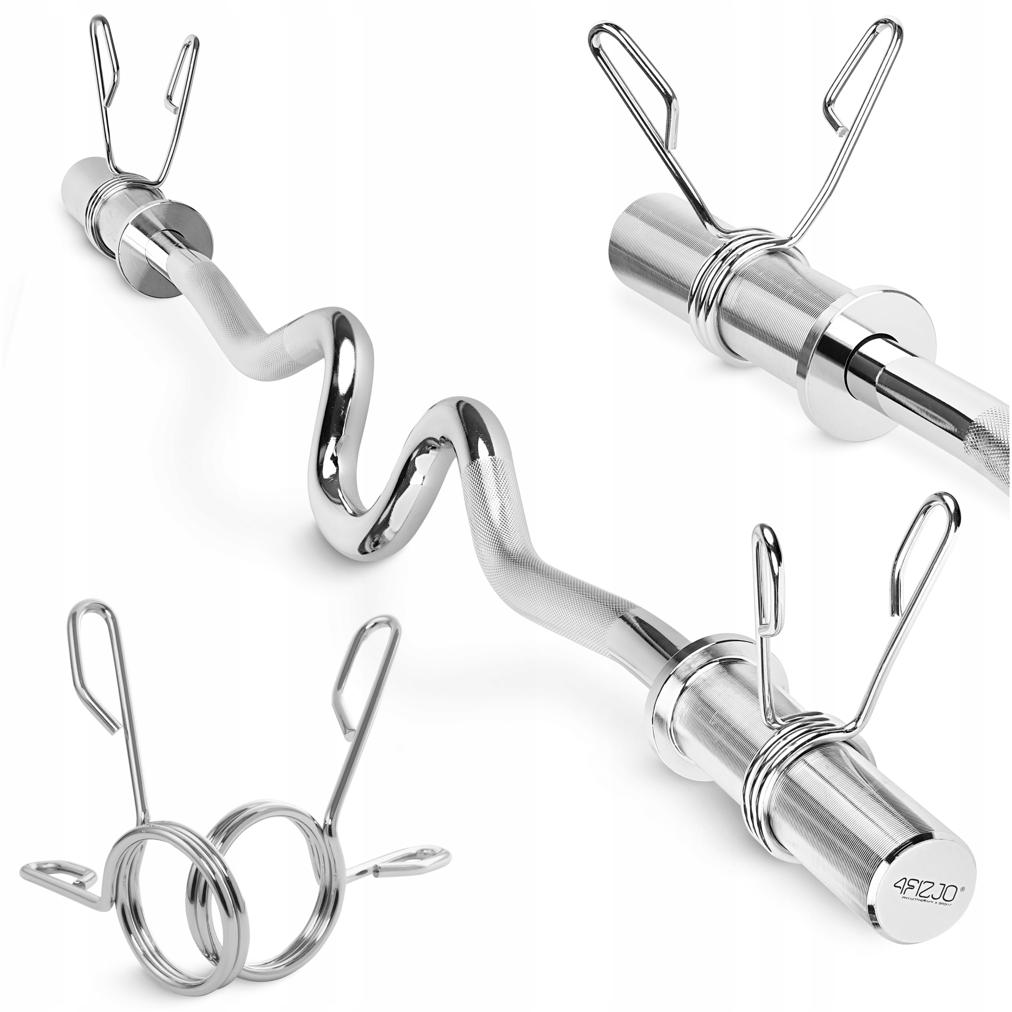 Gryf Mocno Łamany Stalowy Chromowany Zaciski Sztanga Do Ćwiczeń 120 CM