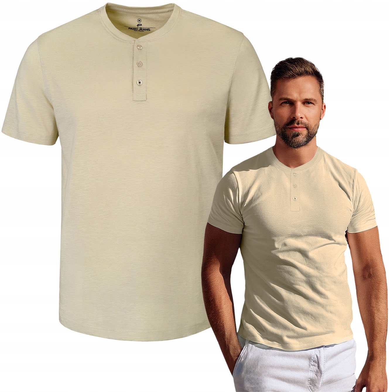 pánské tričko se srdíčkem Béžové Bavlněné Wizard 2XL Pako Jeans