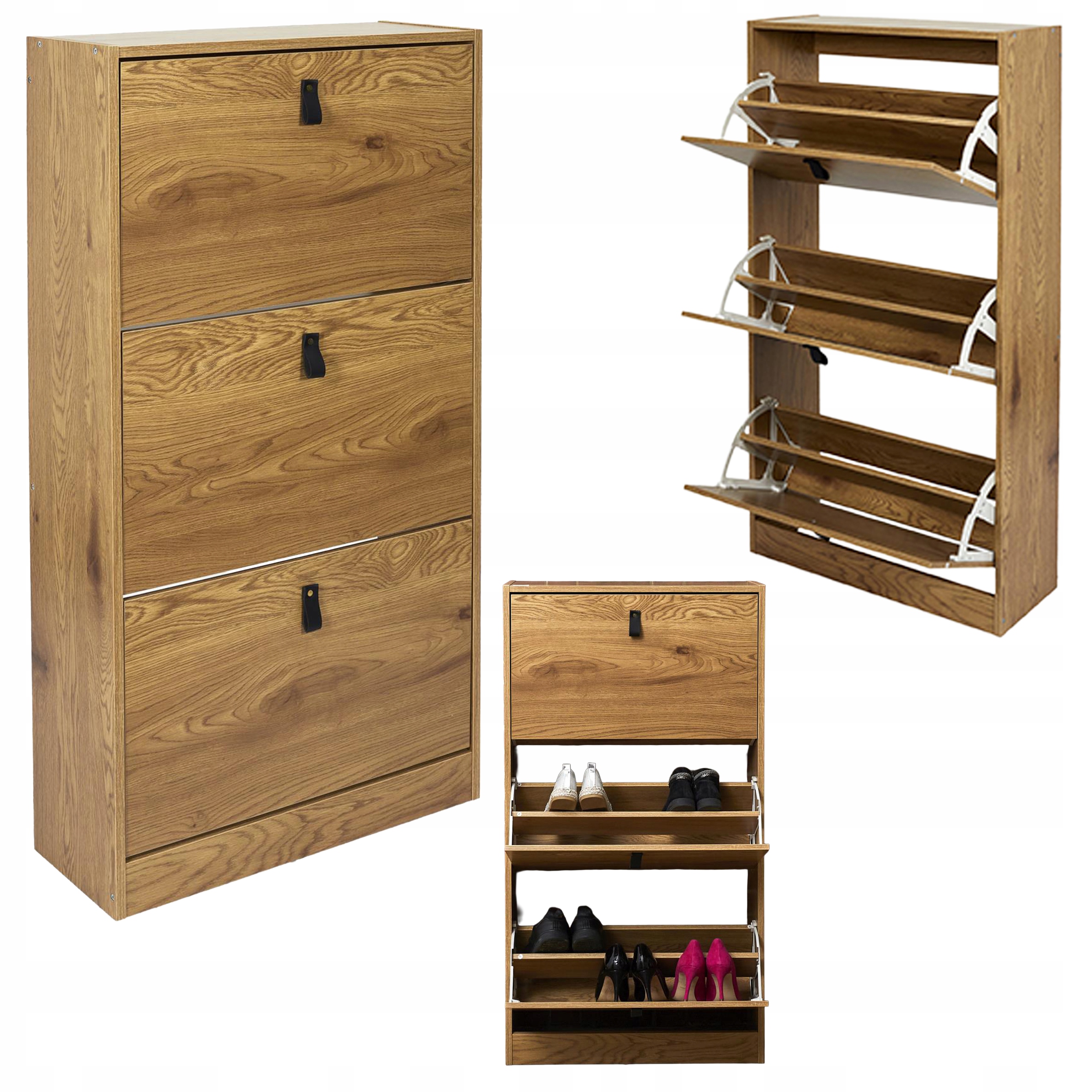 Minimalistická skrinka na topánky Forno 63x24x117 cm, 3 výklopné stojace dvere