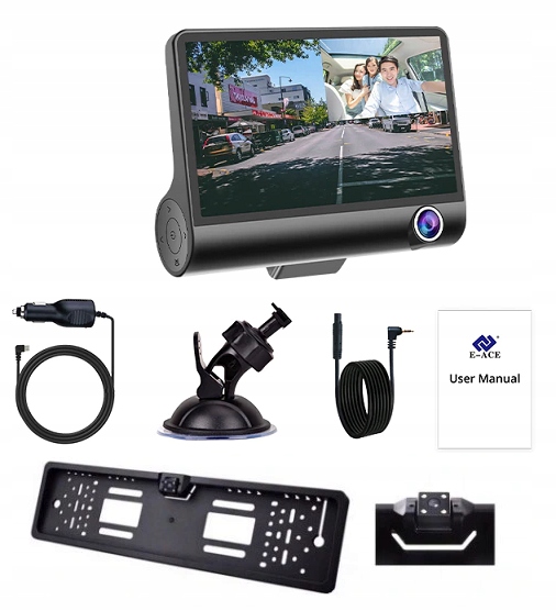 REJESTRATOR 3 KAMERY+KAMERA TYŁ w RAMCE + 64GB Przekątna ekranu 4