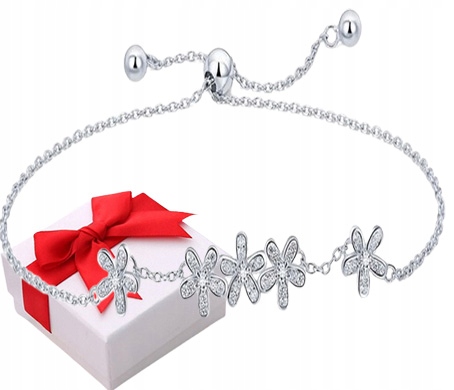 Náramek Lesklé Sedmikrásky stříbrný nastavitelný Stříbro s925 krabička