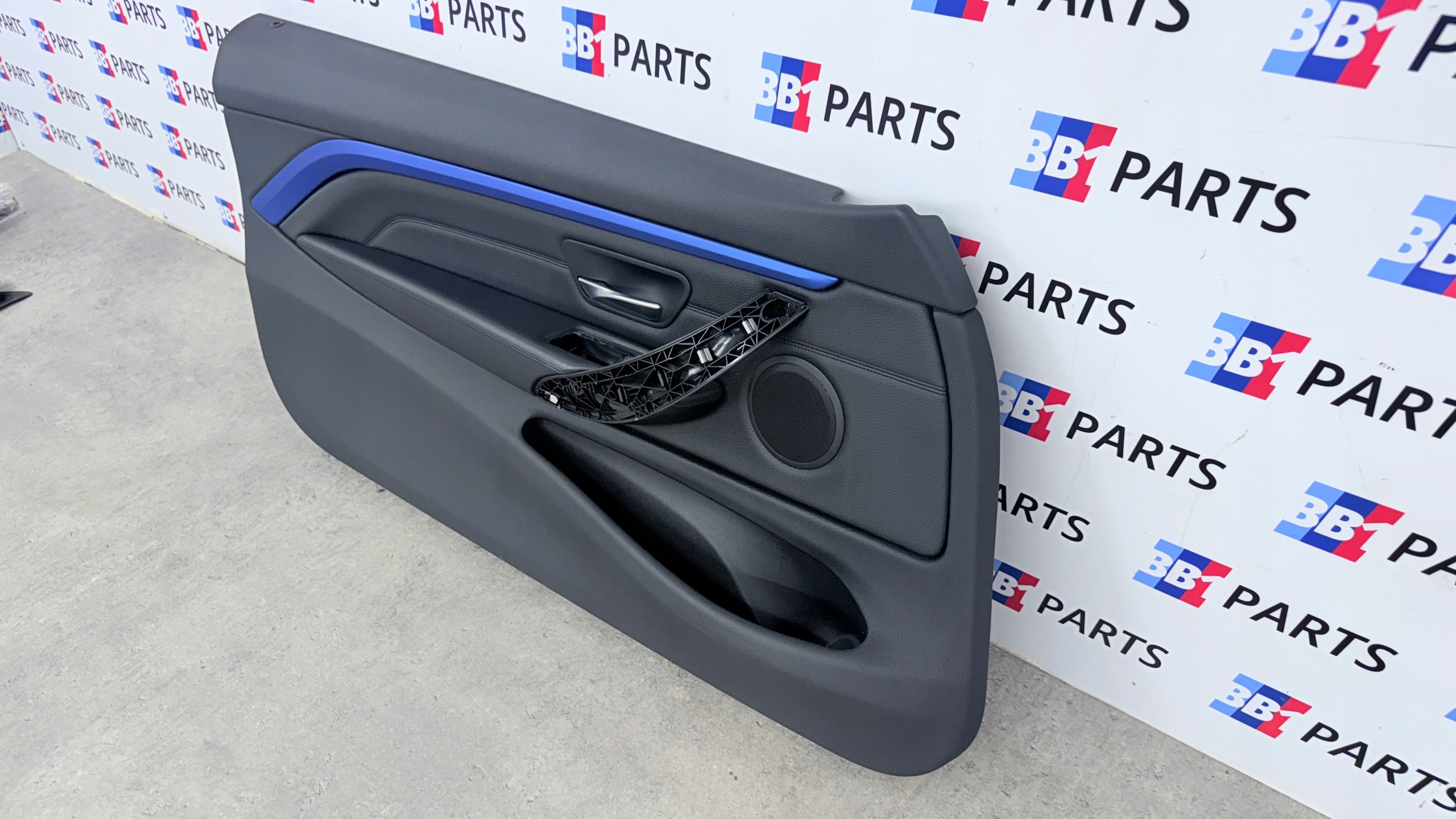 BMW F32 side left front black leather DAKOTA AMBIENT blue moulding