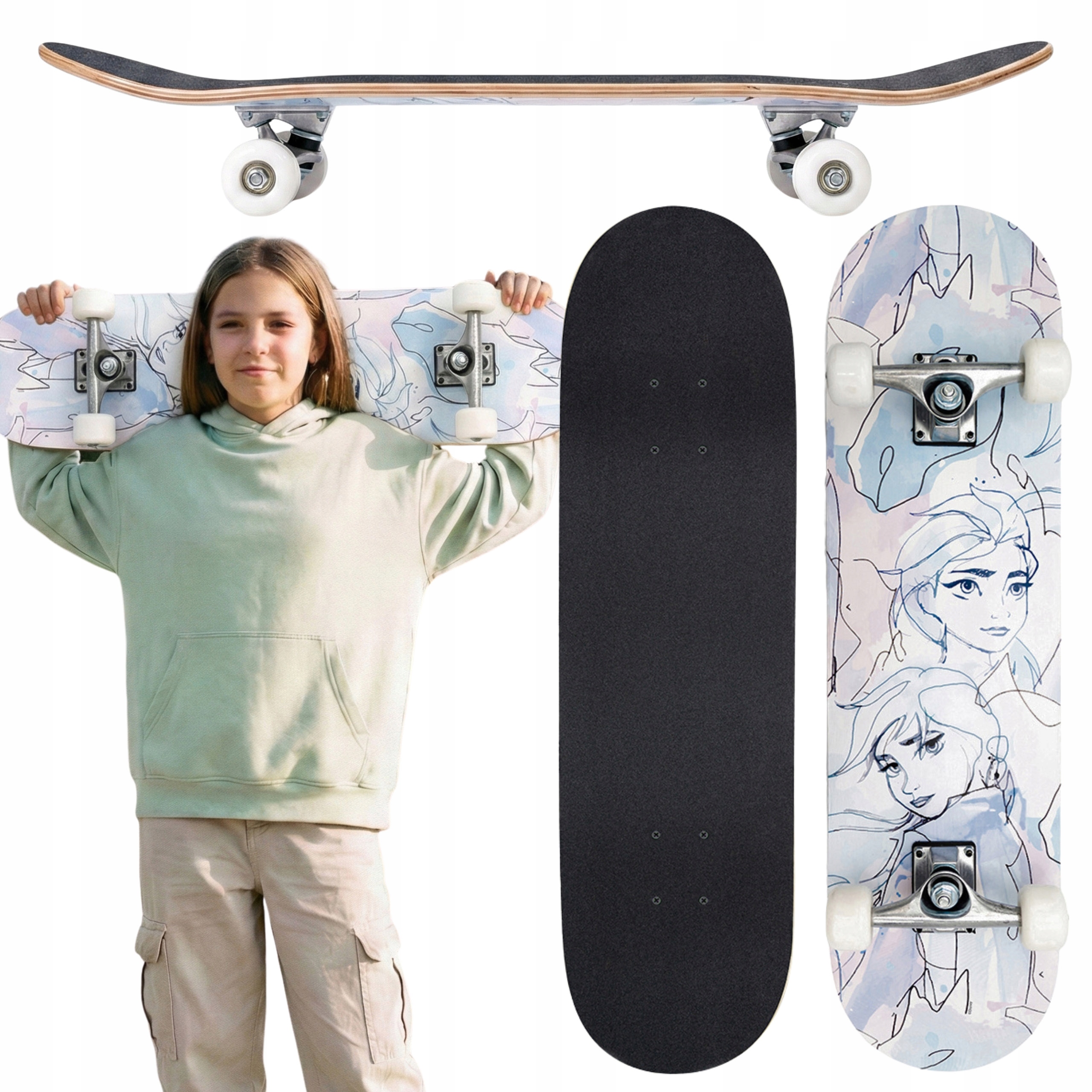 Disney Kraina Lodu Drewniana deskorolka Duża 79 cm deska Stabilna do 80 kg