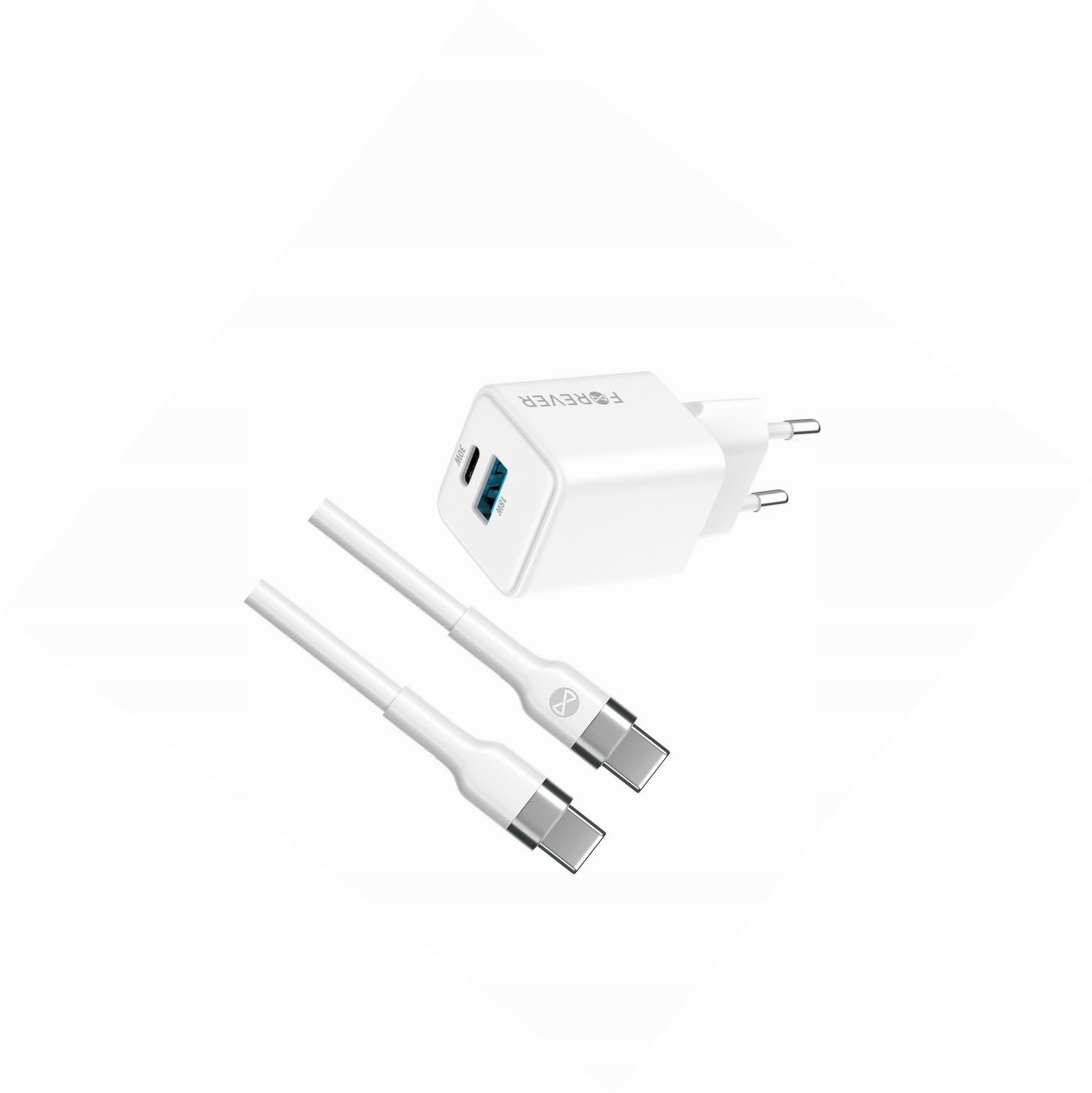Szybka ładowarka GaN 30W 2 wejścia Usb i Usb-c z kablem do Samsung s21 Plus