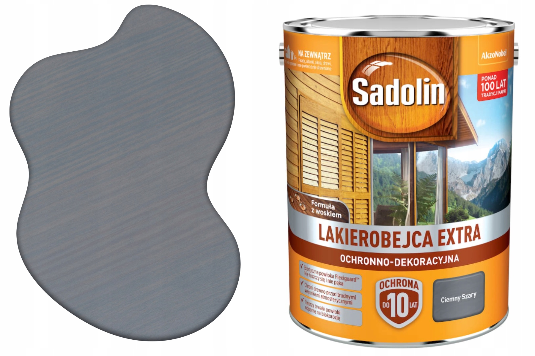 Wydajna Lazura Do Drewna Extra Ochronna Dekoracyjna Ciemny Szary 5L