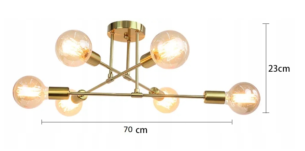ŻYRANDOL LAMPA SUFITOWA WISZĄCA ZŁOTA 6 x E27 LED Kod producenta KULE 6 ZŁOTA