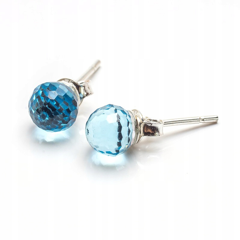 

Kolczyki srebro 925 z kr. Swarovski Kulki 6mm Aqua