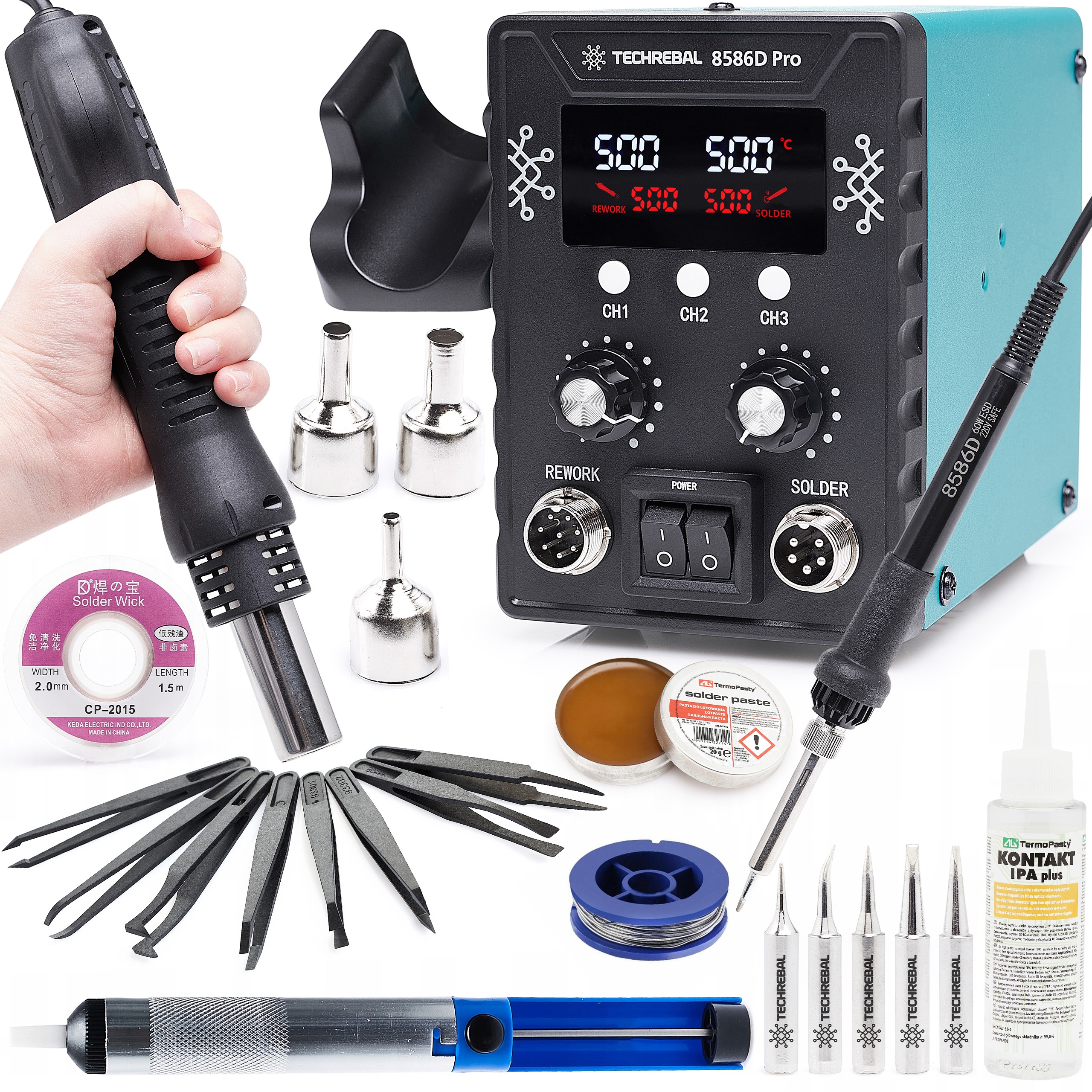 Horkovzdušná Pájecí Stanice Přesná Páječka 8586 760 W Sada Příslušenství