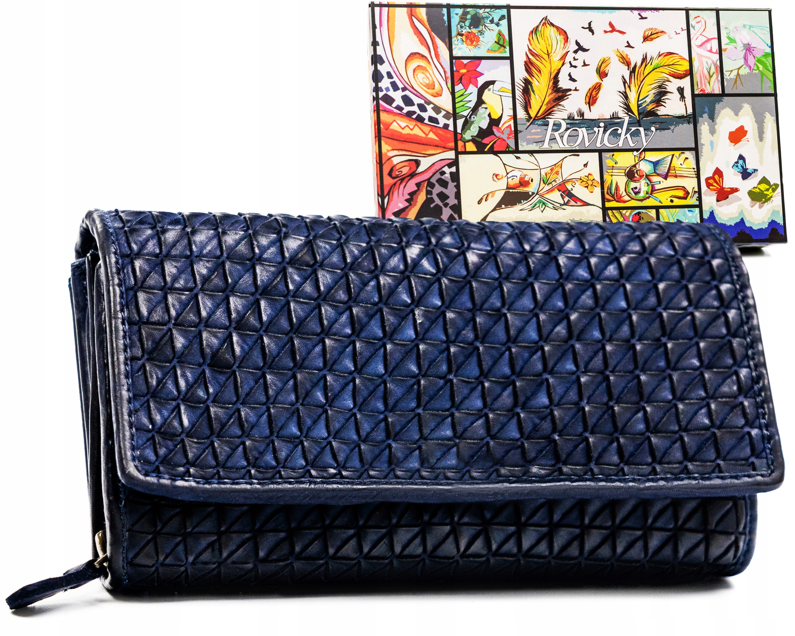 Peněženka Rovicky pro ženy kožená s 3D vzorem a zapínáním s Rfid ochranou