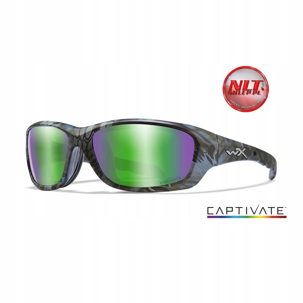 Okulary Wiley X Gravity CaptivateTM Polarized Green Mirror Kryptek Neptune