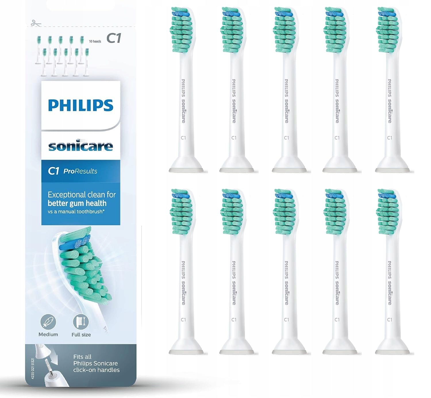 Philips Sonicare C1 ProResults Standard Główki szczoteczki 10 sztuk Białe