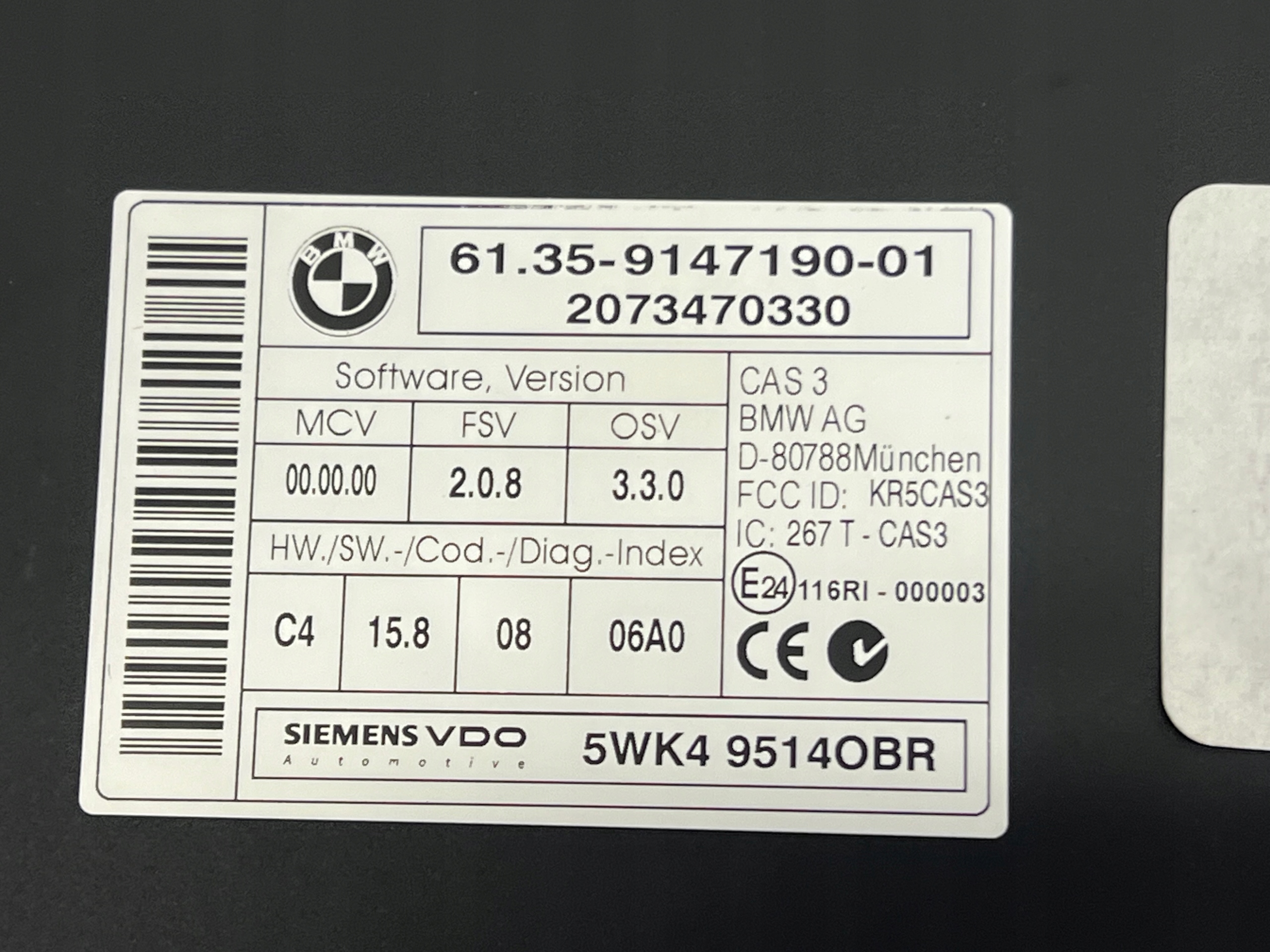 BMW E60 E70 E71 E84 E90 module control unit CAS 9147190