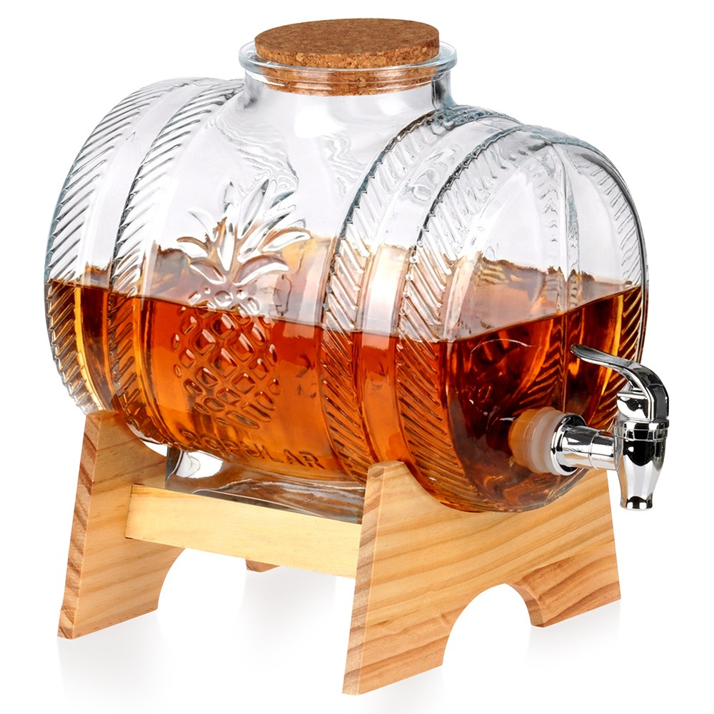 Skleněný sud sklenice distributora antálků na alkohol s kohoutkem 5L