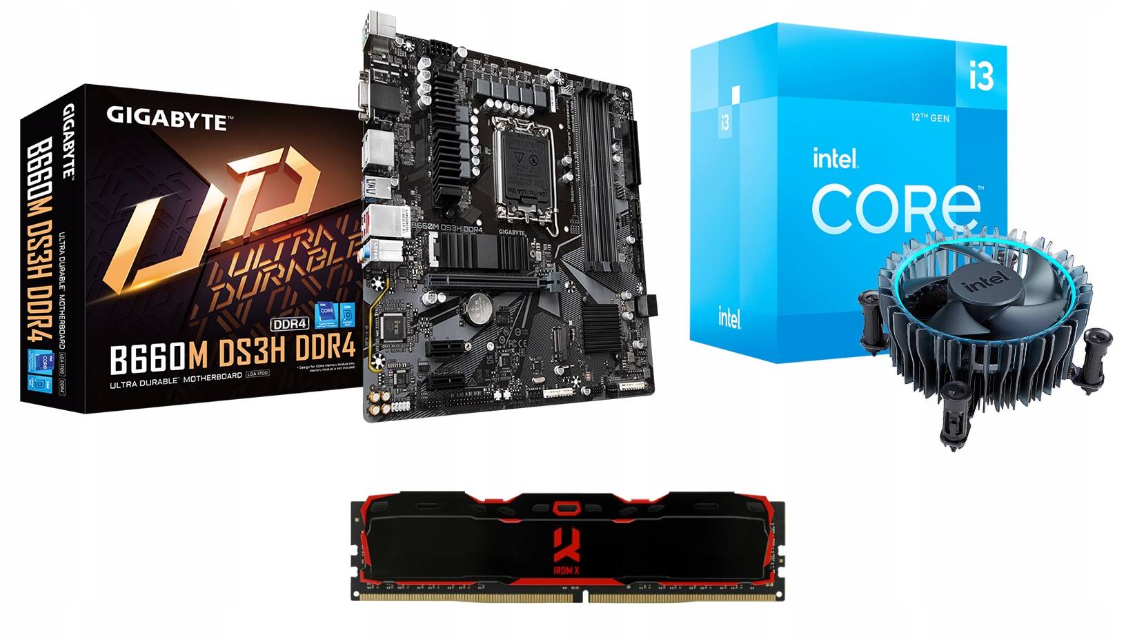 Zestaw Intel i3-12100 Gigabyte B660M 16GB 3200