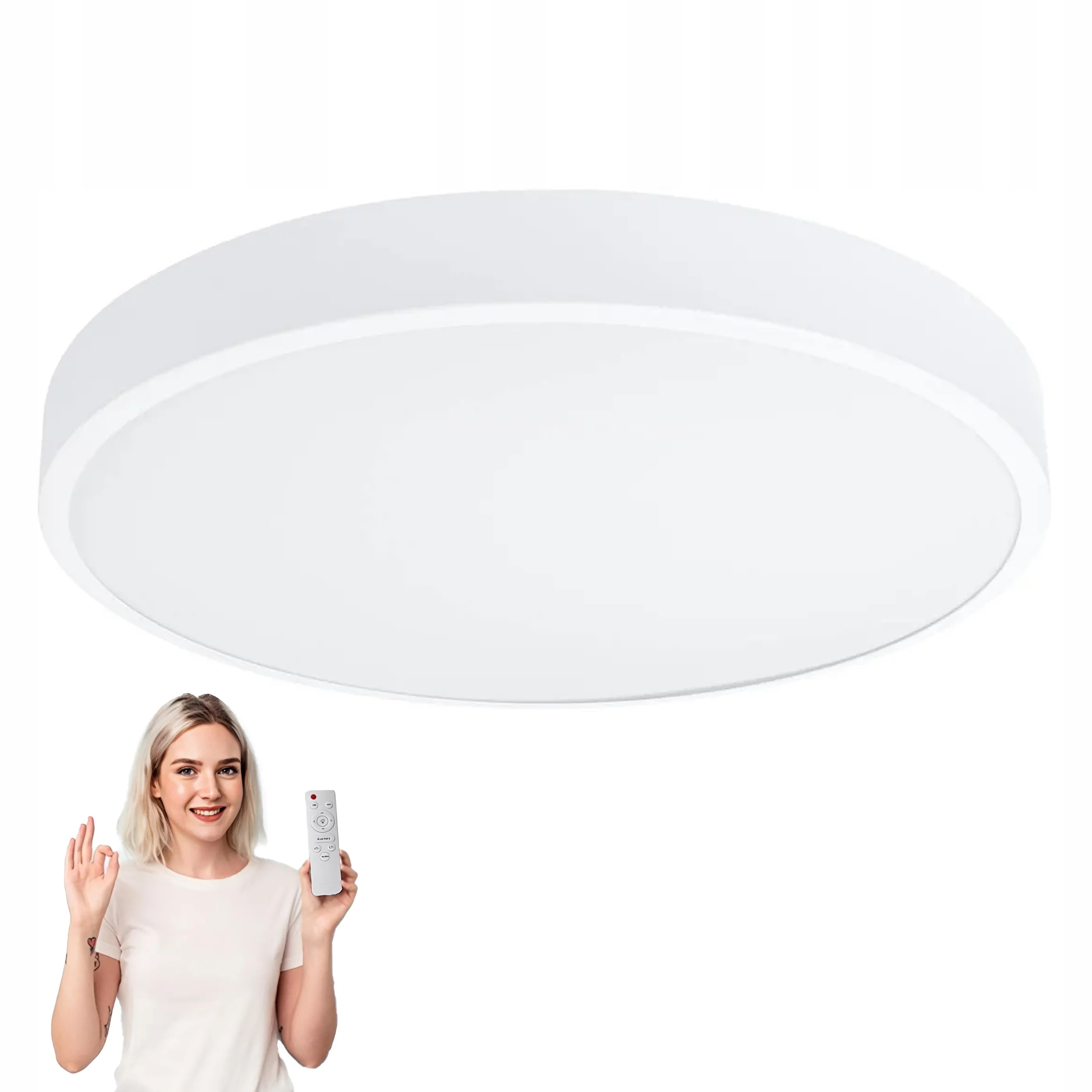 Stropní Svítidlo Stropní Svítidlo Led Kulatý 50 CM Loftový Lustr S Dálkovým Ovládáním, 3 Barvy, 54 W