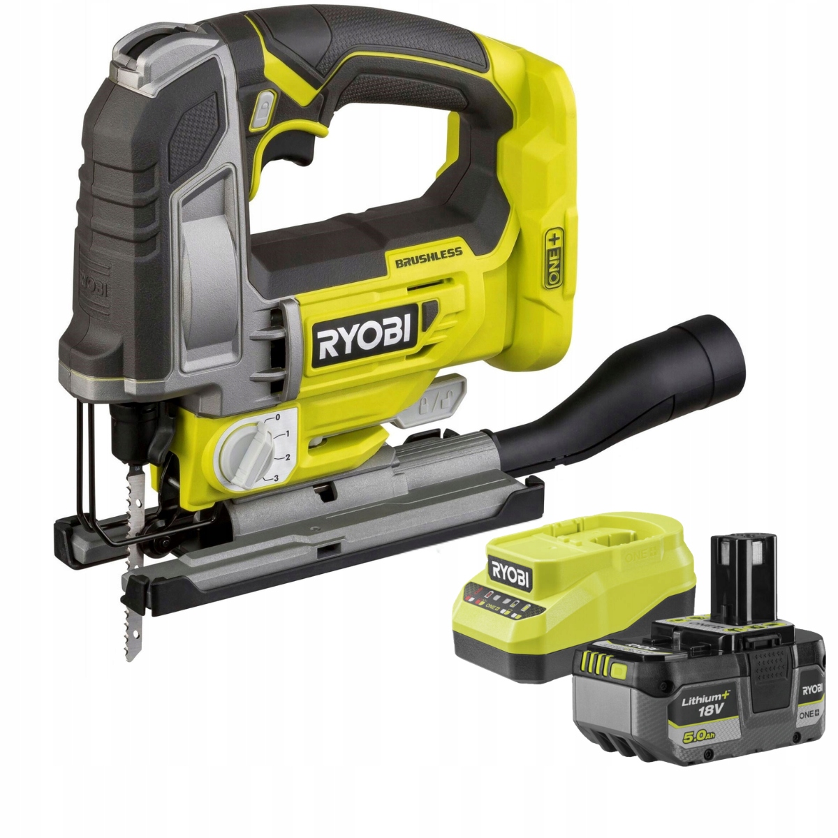 Ryobi Akumulátorová Přímočará Pila One+ 18V Bezkartáčová Led typ T Nabíječka 5Ah