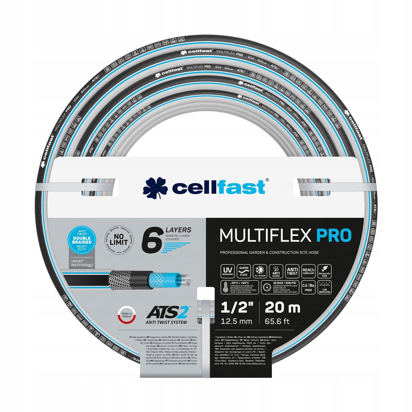 

Wąż Ogrodowy 1/2 20M Cellfast Multi Pro 6 Warstw