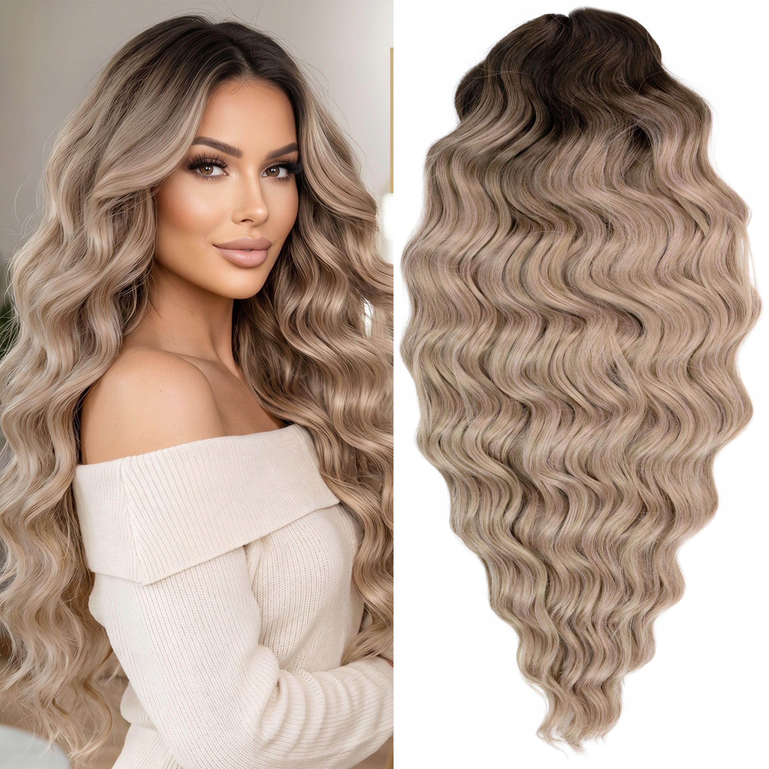 Syntetické česací vlasy Afroloki Anna blond s odrostem 300 g 50 cm