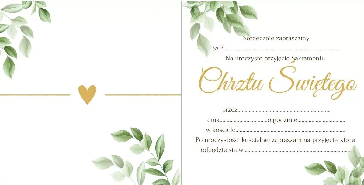 ZAPROSZENIE NA CHRZEST ŚWIĘTY STÓPKI 10SZT. LISTKI 14x14cm Kolor dominujący biały