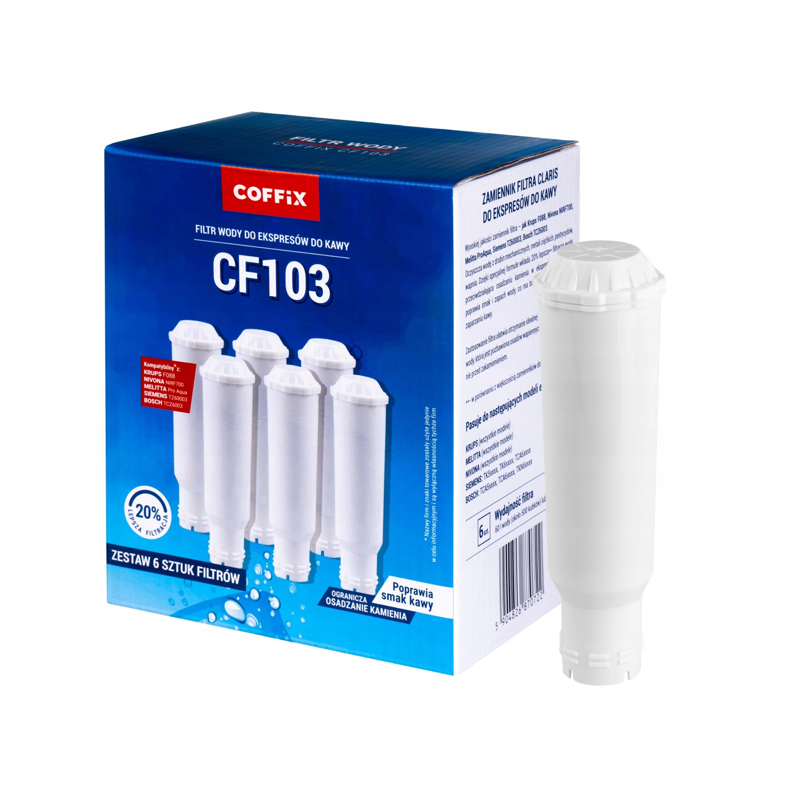 Filtrační vložka Coffix CF104 Bosch Siemens VeroCafe Eq Brita Intenza 6 Ks