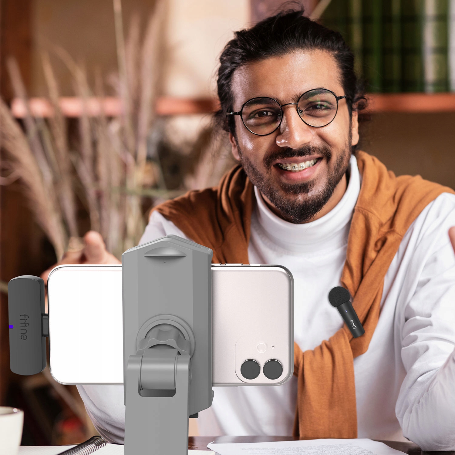 FIFINE M6 MIKROFON KRAWATOWY BEZPRZEWODOWY USB-C Rodzaj pojemnościowy