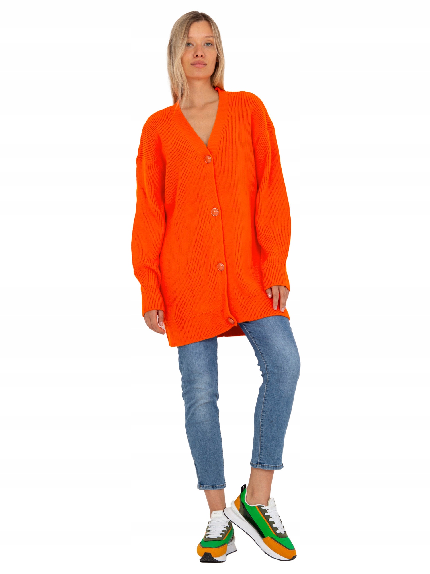 

Sweter damski rozpinany oversize ozdobne guziki
