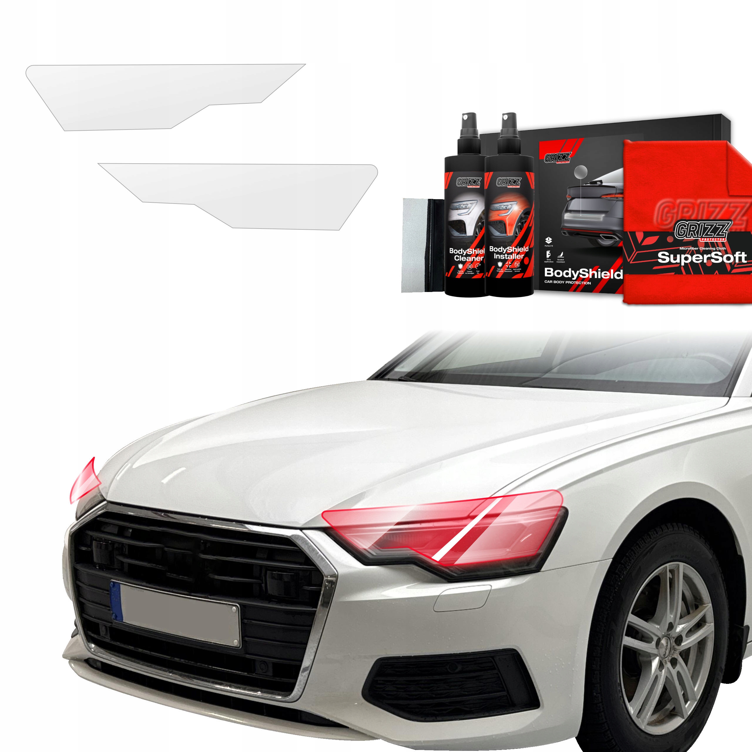 2v1 Fólie Ppf dýha na lampy pro Audi A6 C8 Sedan (2018-2023) Grizz