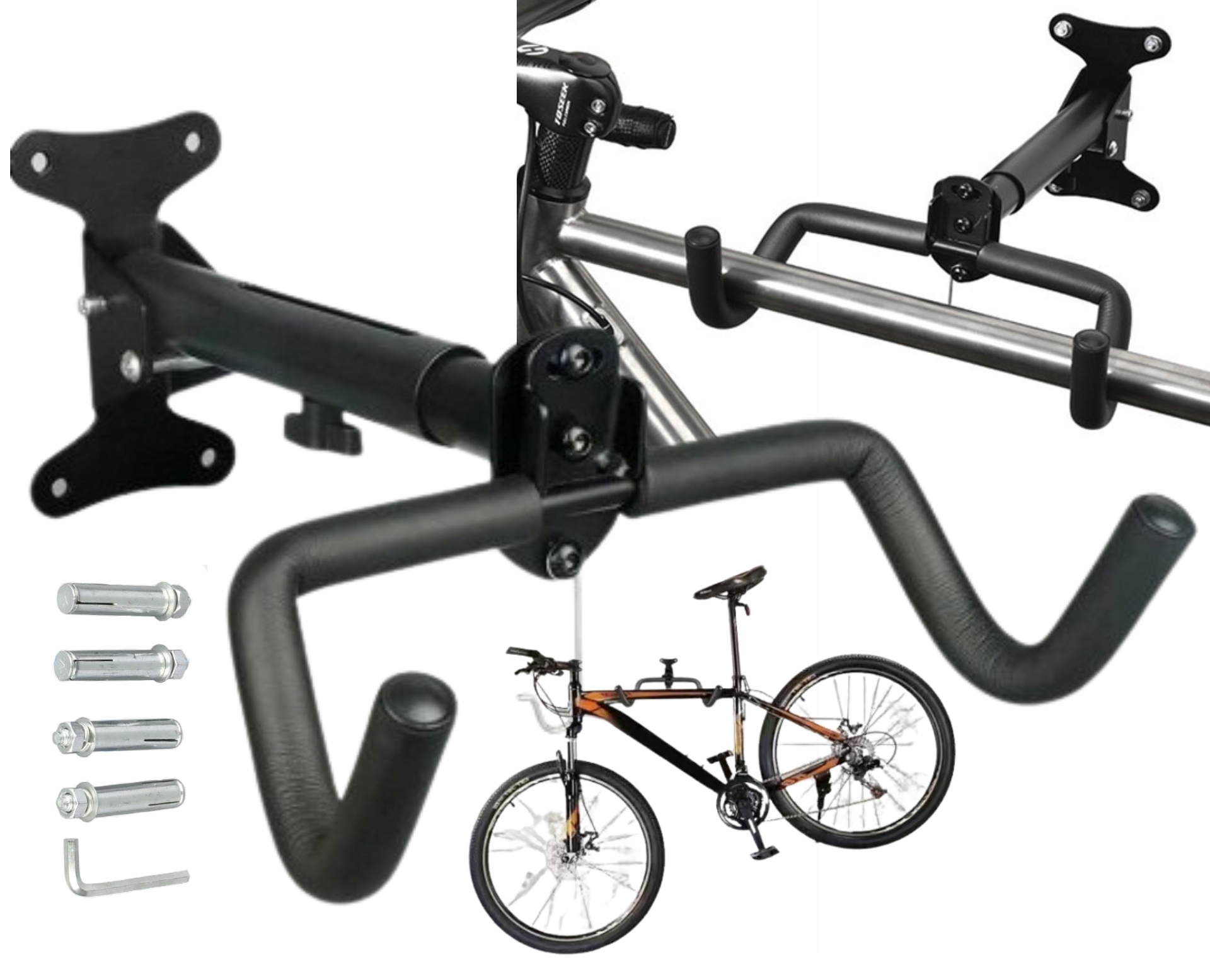 Wieszak ścienny na rower 30 kg wielokolorowy