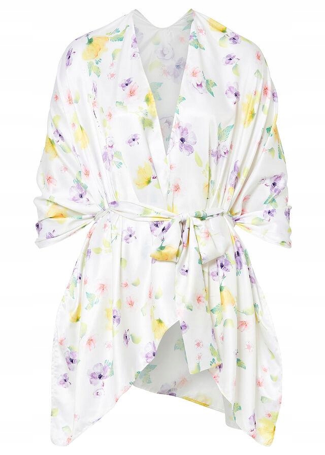 SATYNOWE PONCHO W KWIATOWY WZÓR UNIWERSALNY