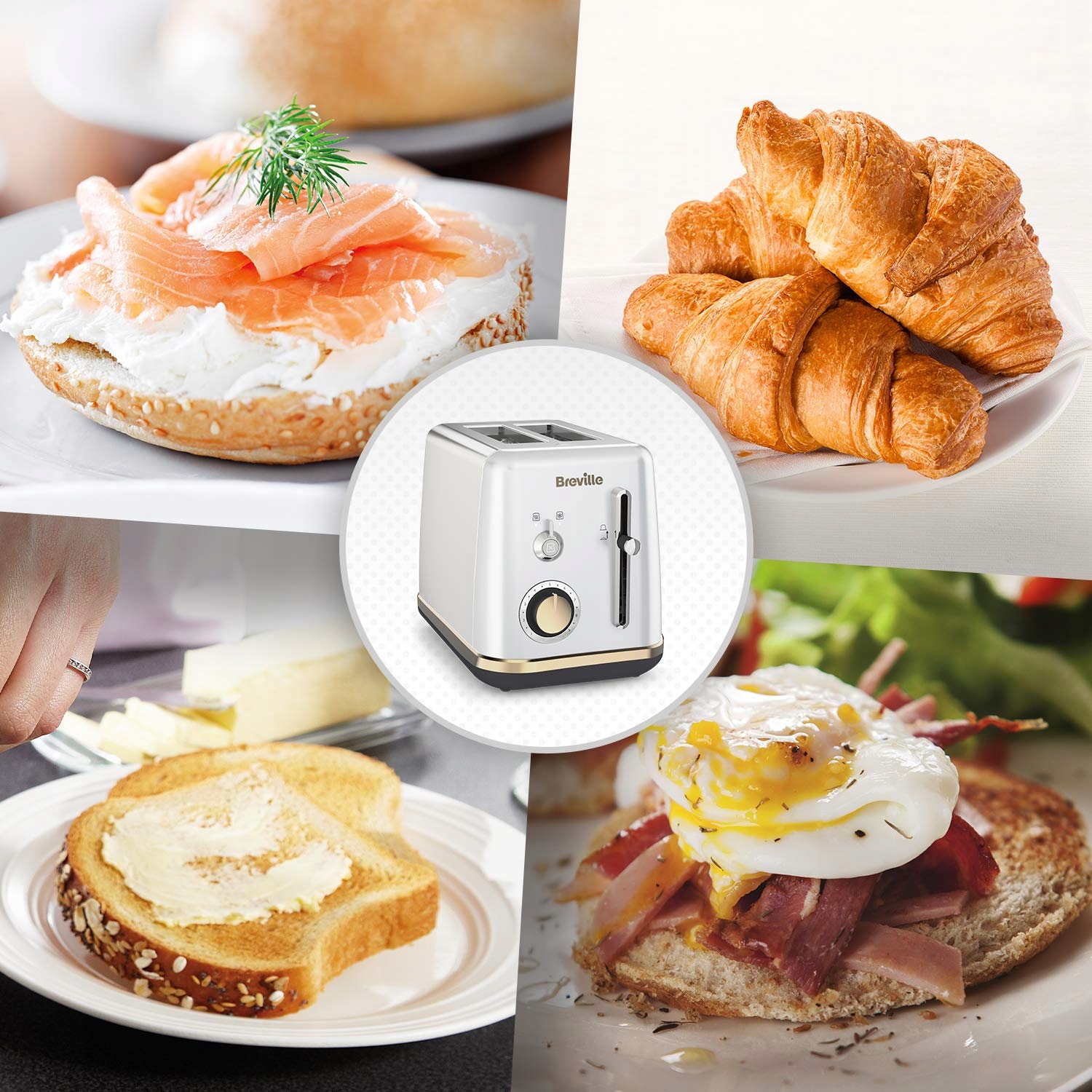 BREVILLE Toster Na 2 Kromki Mostra Srebrny Złote Akcenty — miniatura 6