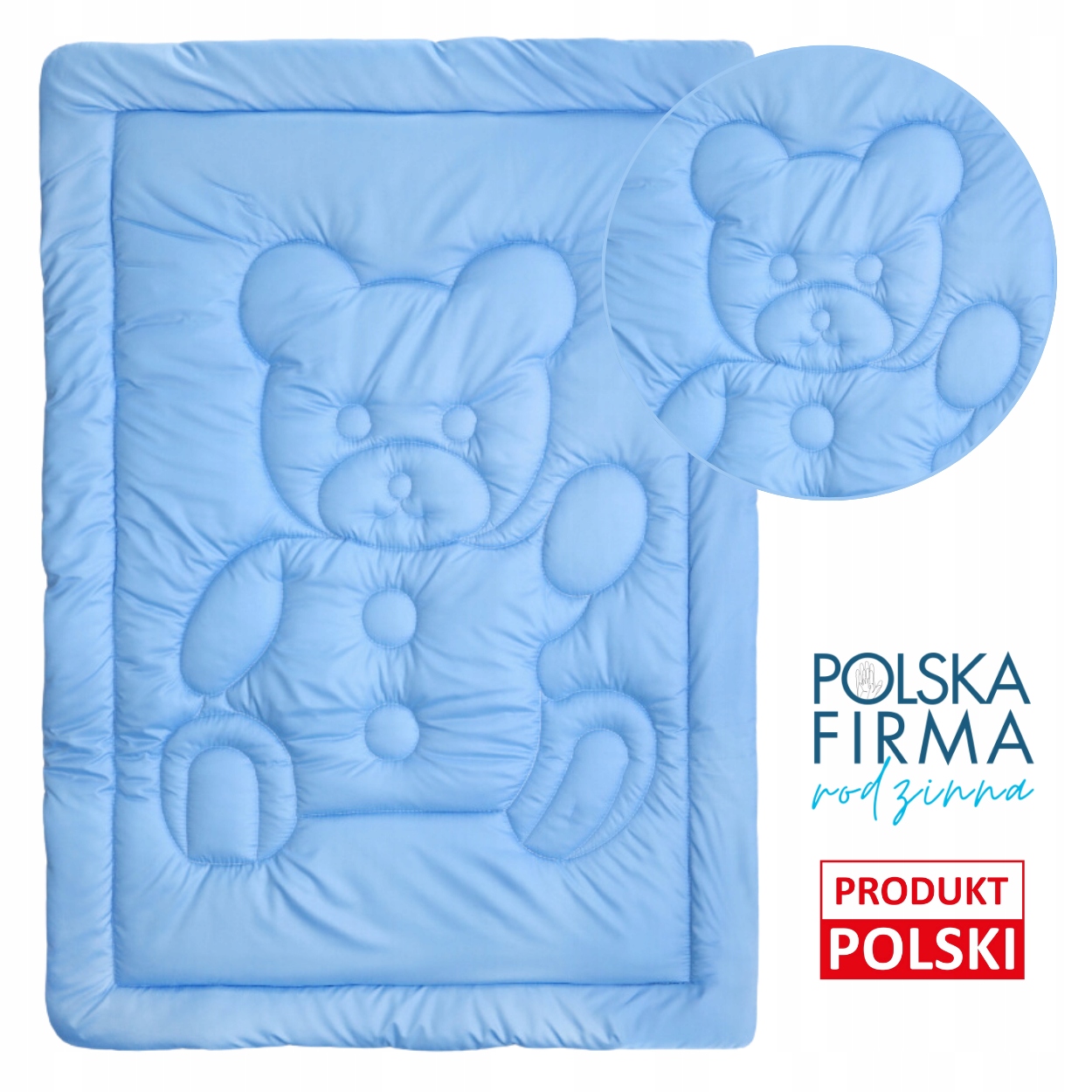 KOŁDRA DZIECIĘCA 100x135 PODUSZKA MIŚ DLA CHŁOPCA OD PRODUCENTA Długość kołdry 135 cm