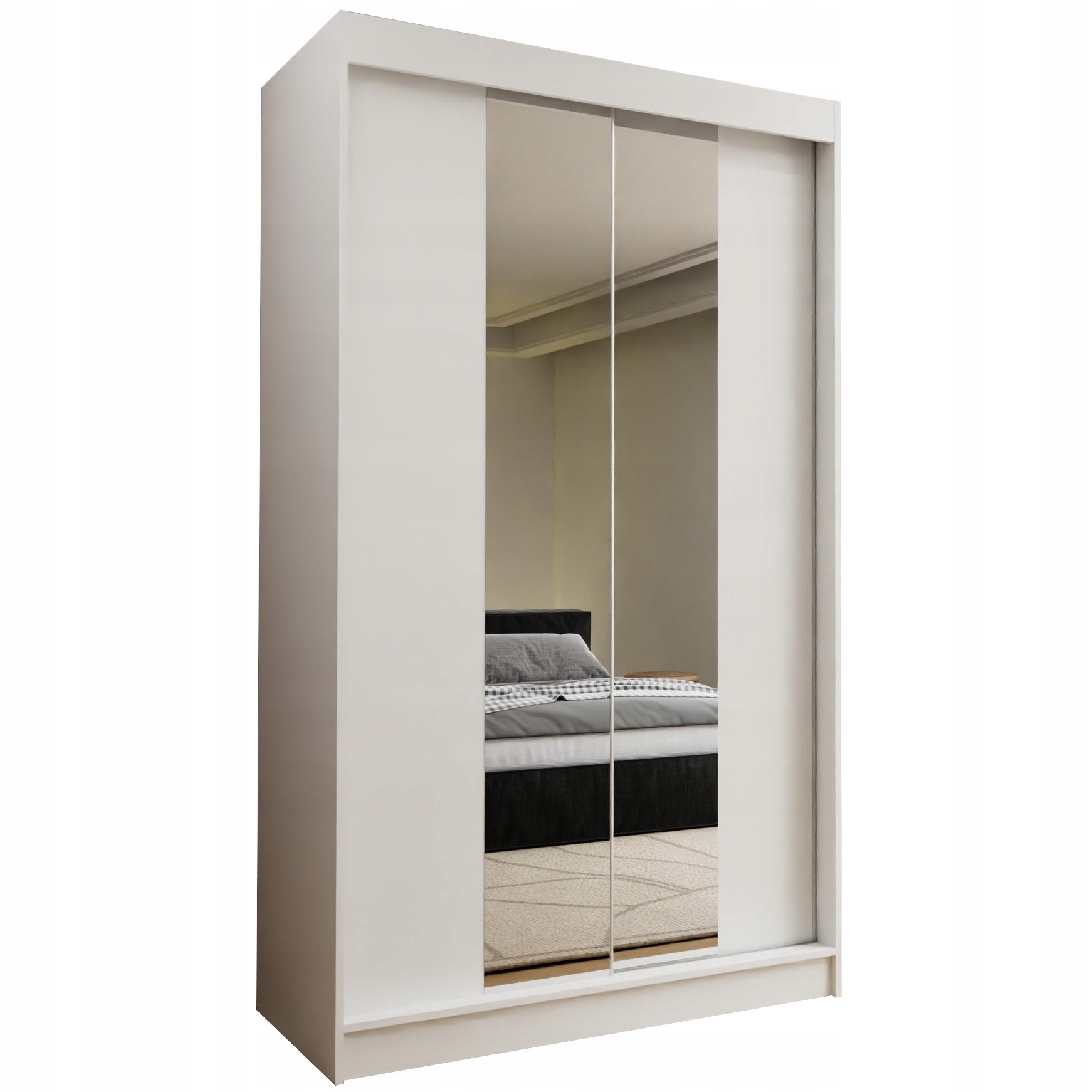 Skříň 120 cm se zrcadlem Skříň Dvoudveřová Bílá