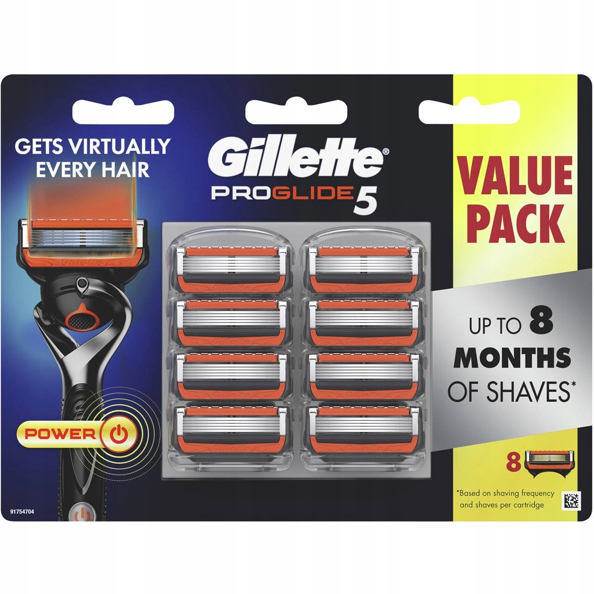 Gillette Proglide Power náplně 8 ks Uk bezpudrové