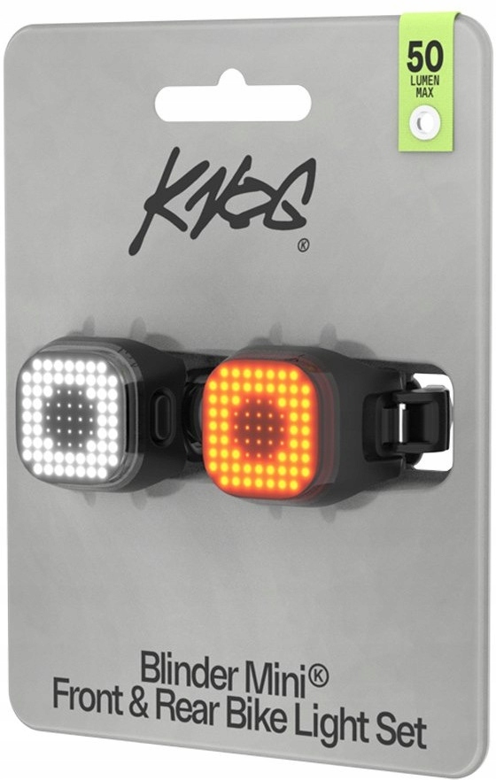 Cyklistická světla Sada Přední Zadní Knog Blinder Mini Square Twinpack