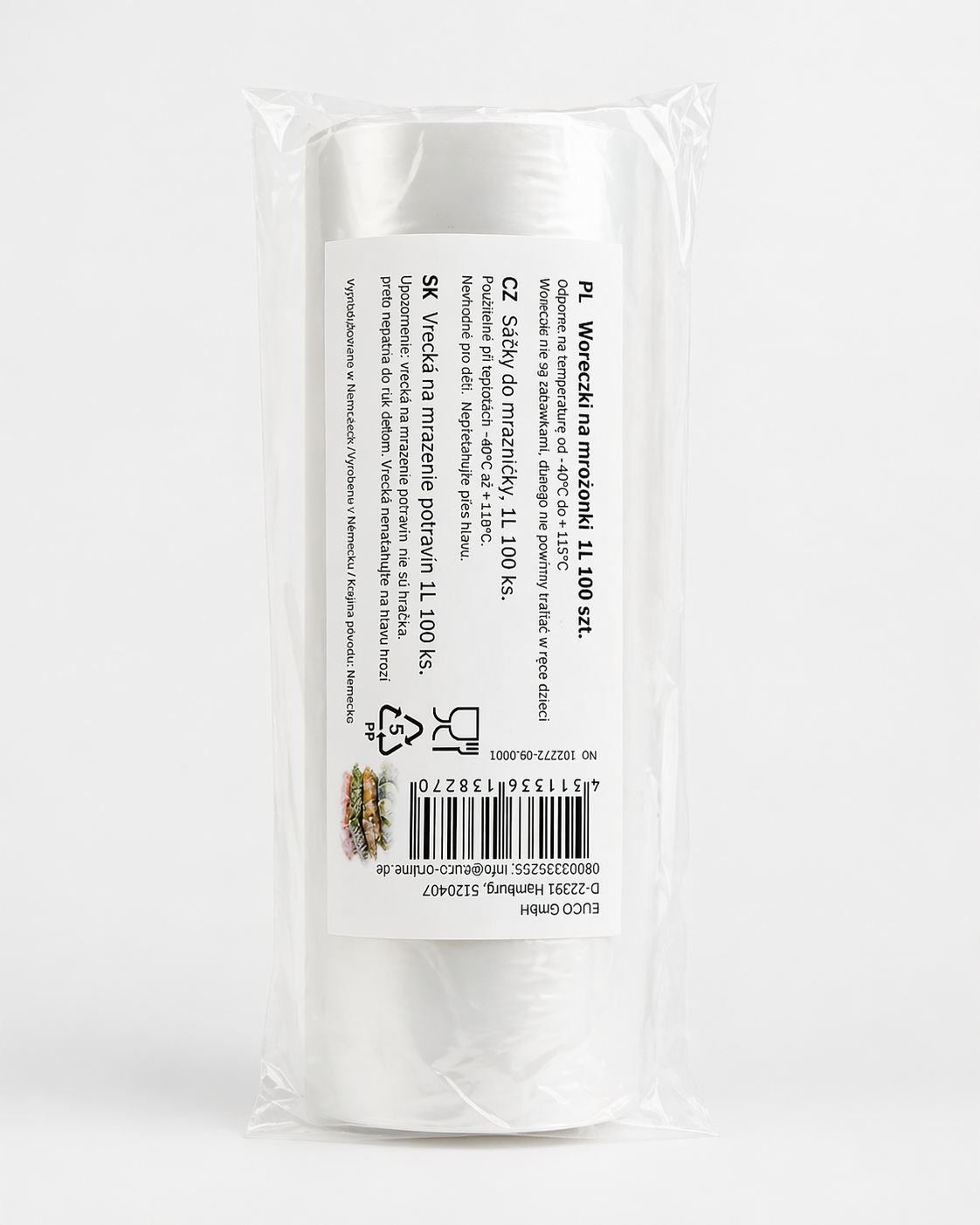 Woreczki na mrożonki 100 x 1L, Mocne i szczelne, Idealne do zamrażania