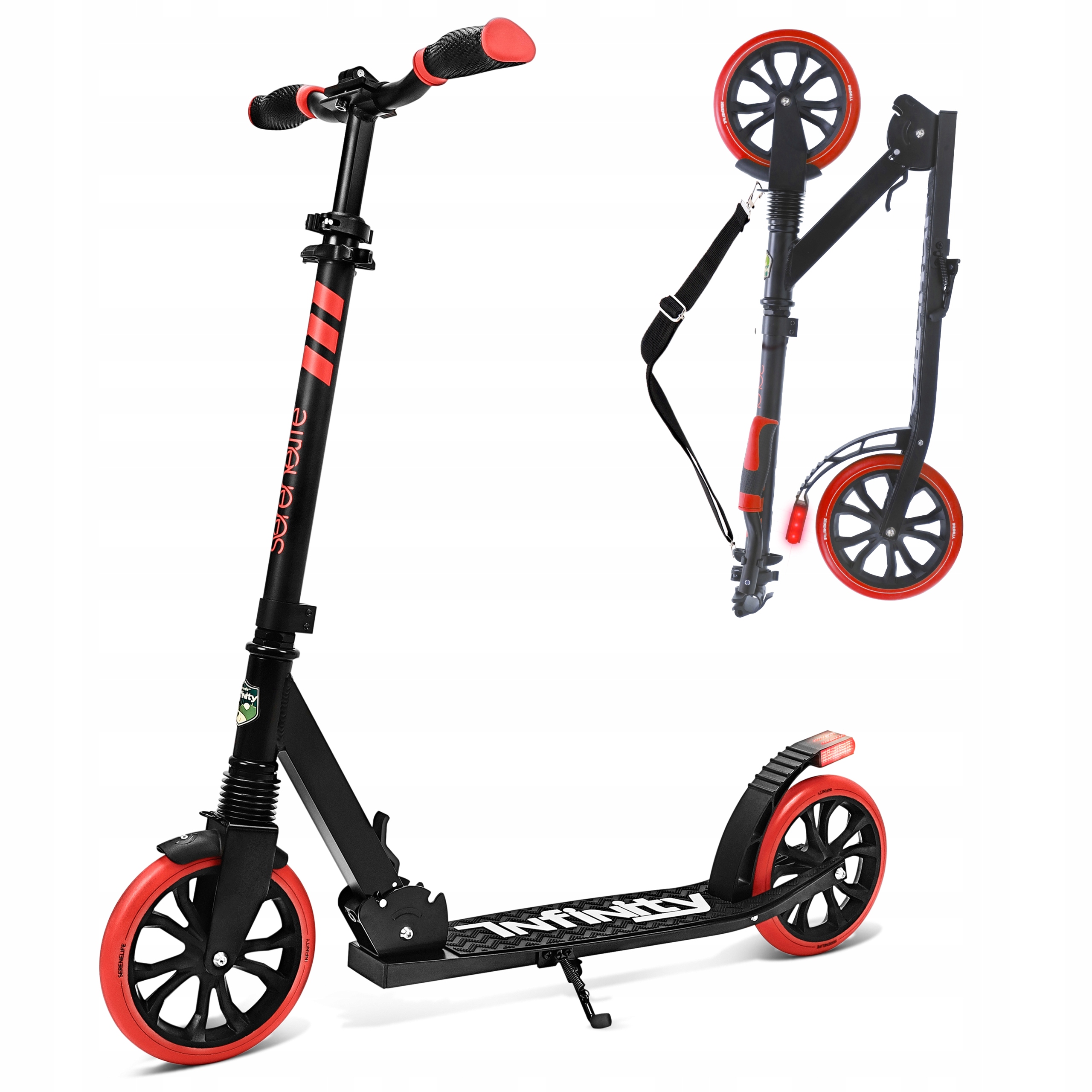 Hulajnoga Dla Dorosłych Dwukołowa Miejska Dla Młodzieży Składana Czerwona