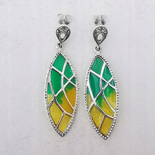 Originální náušnice s vitrážovým sklem
