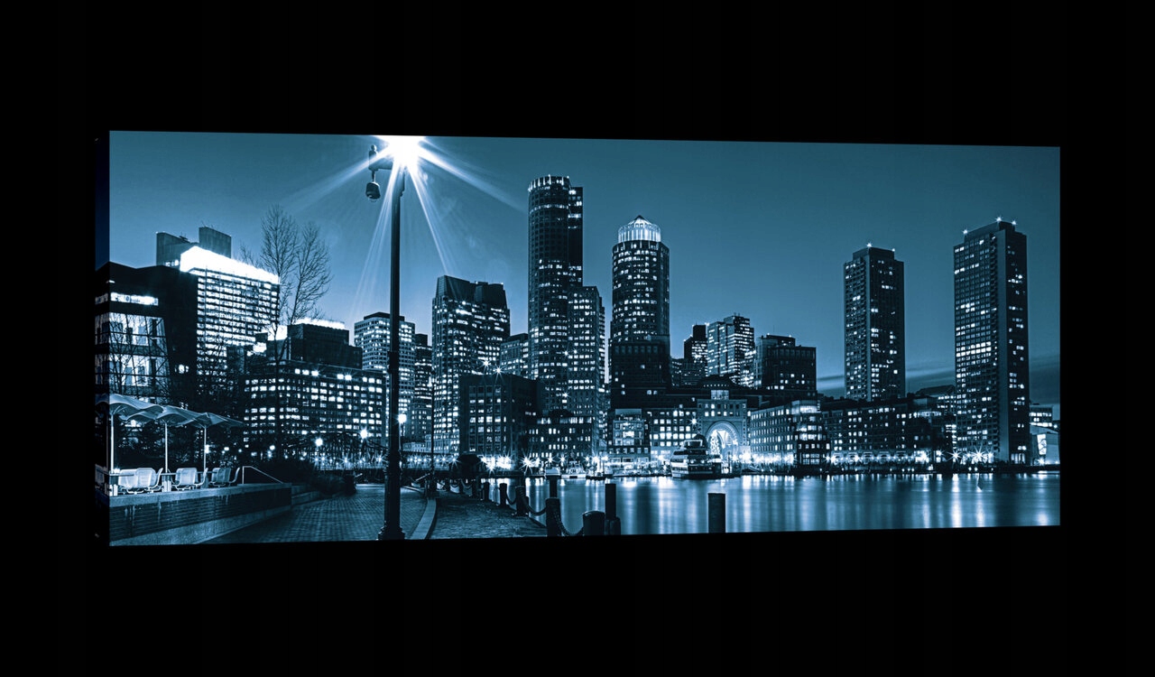 Obraz 145x45 Město noc urban voda odraz modrého světla