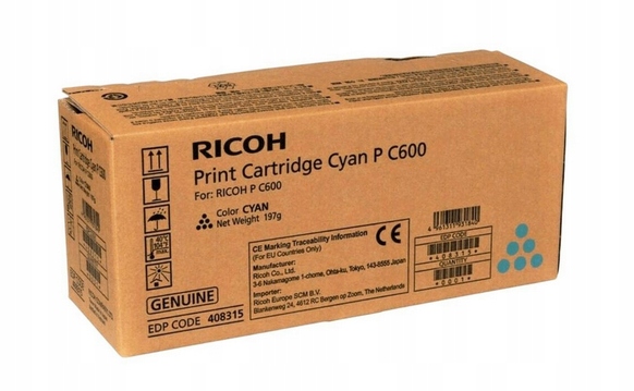 Toner Ricoh P C600 408315 Cyan 13 tisíc Originál PC600