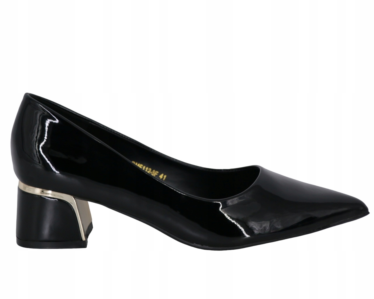 Lodičky Do Špičky, Lakované Dámské Boty Na Podpatku, Elegantní, Černé, Velikost 44