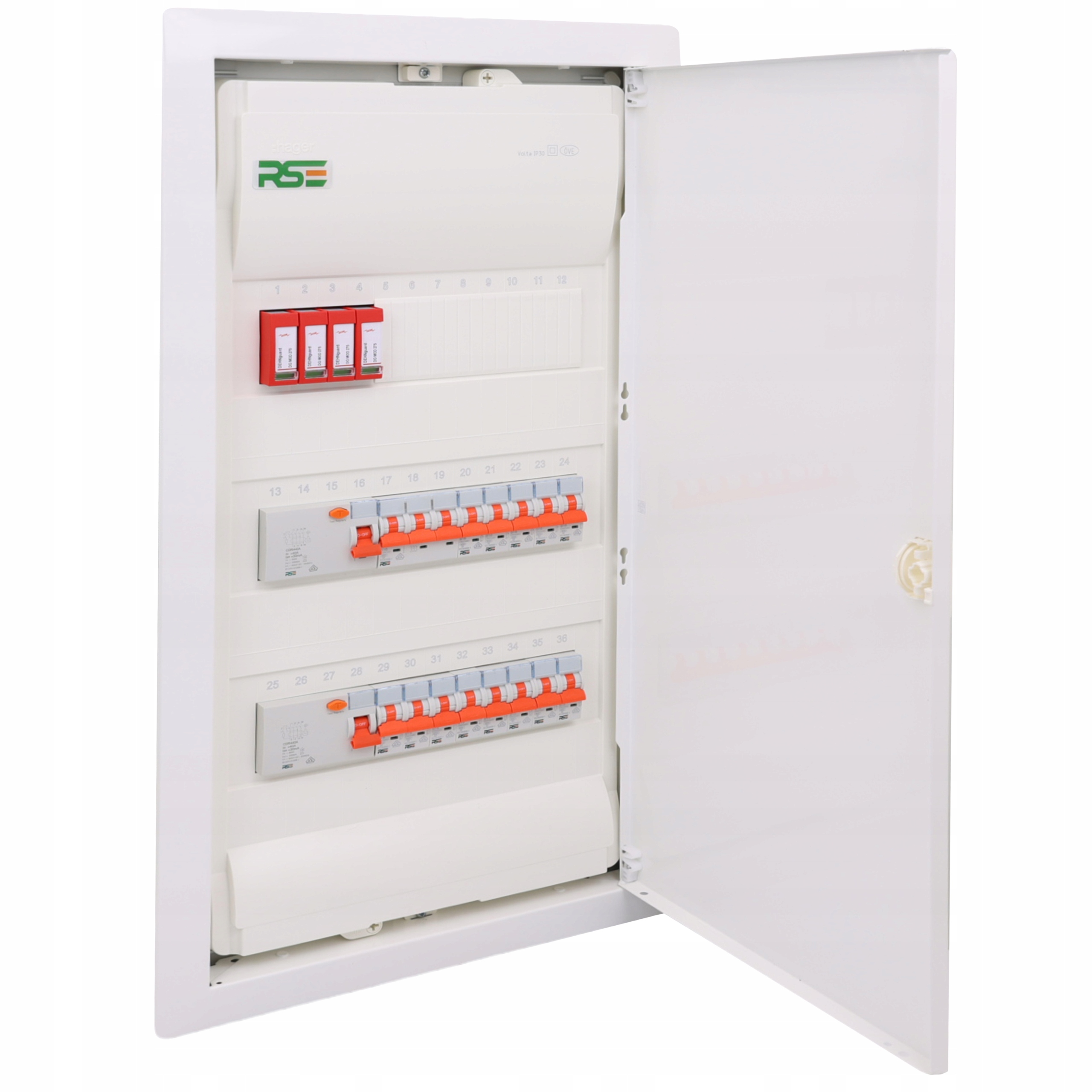 Rozdzielnica VU36NC 2x Rcd 4P, 1x B16 3P, 13x B16 1P Zabez. Rse ,dehn