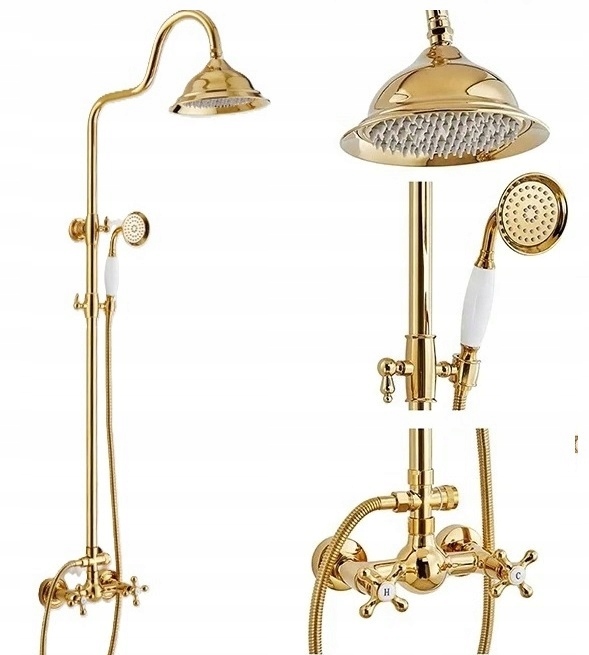 Kúpeľňová batéria so zlatou sprchou Old Retro Gold