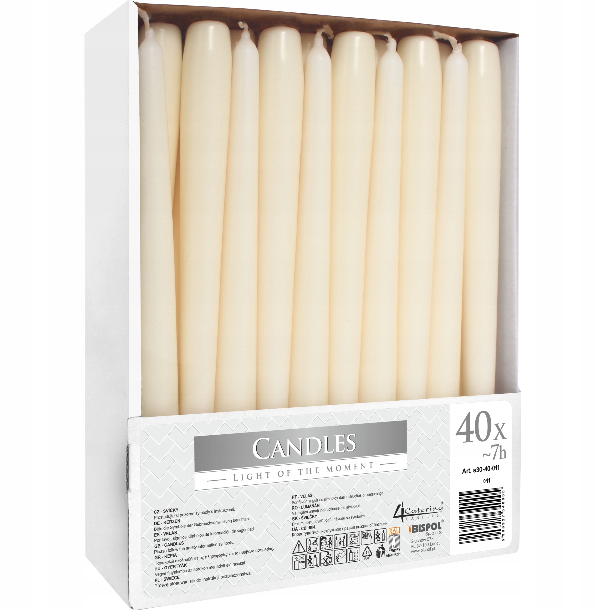 

Świeczka stołowa w stożku Bispol Ecru 40 sztuk