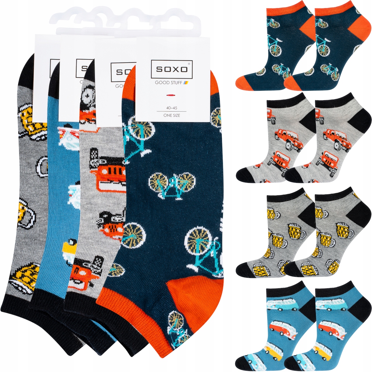 

4x Stopki Męskie Soxo Kolorowe Śmieszne Na Prezent