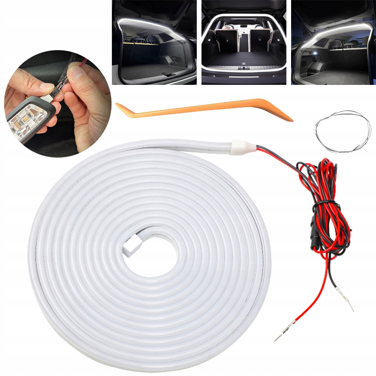 Automatyczna taśma LED DO WNĘTRZA SAMOCHODU BIAŁY 12V 20W DO BAGAŻNIKA 2m