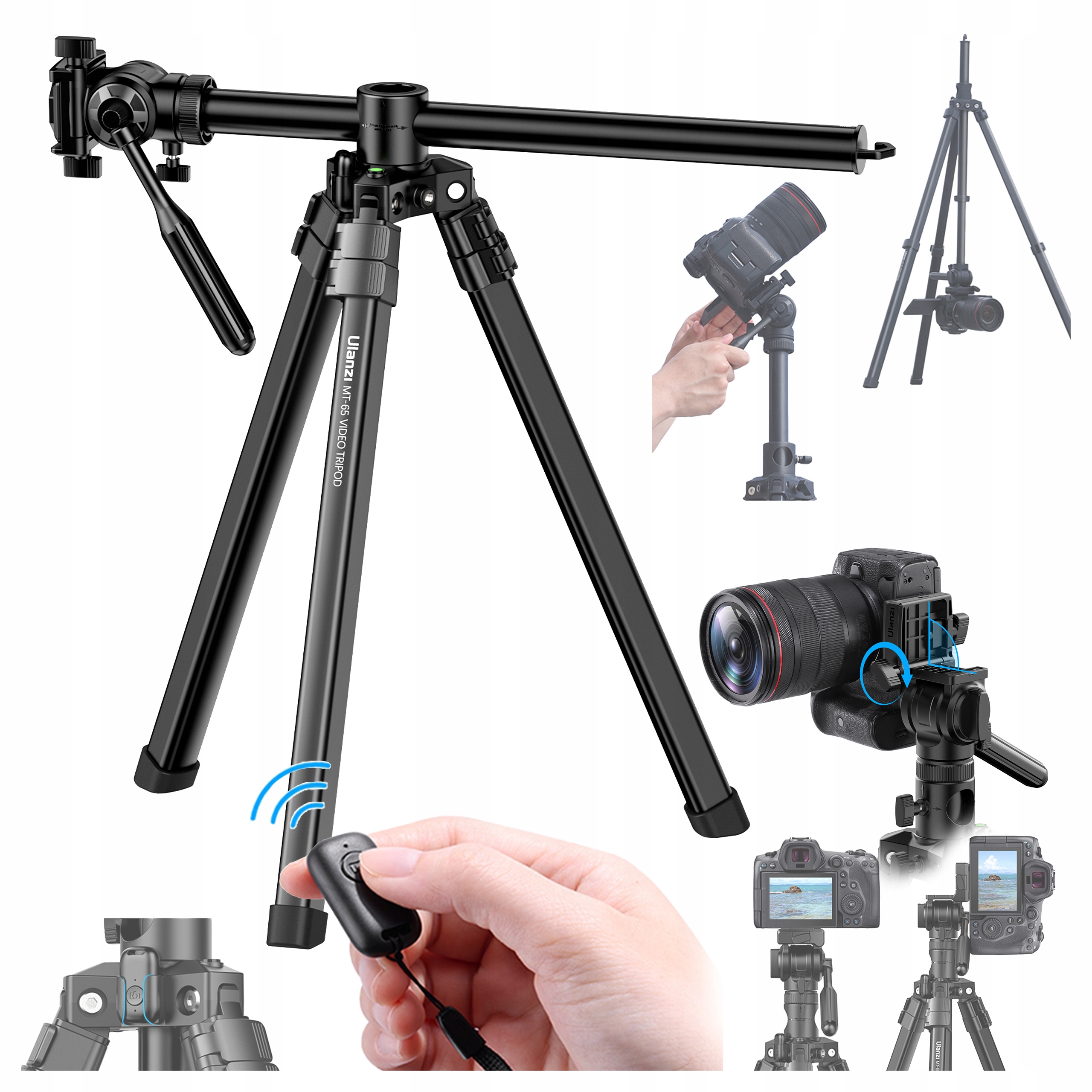 Hliníkový stativ 176 cm Ulanzi MT-65 1/4 palce ARCASwiss s reverzním sloupkem