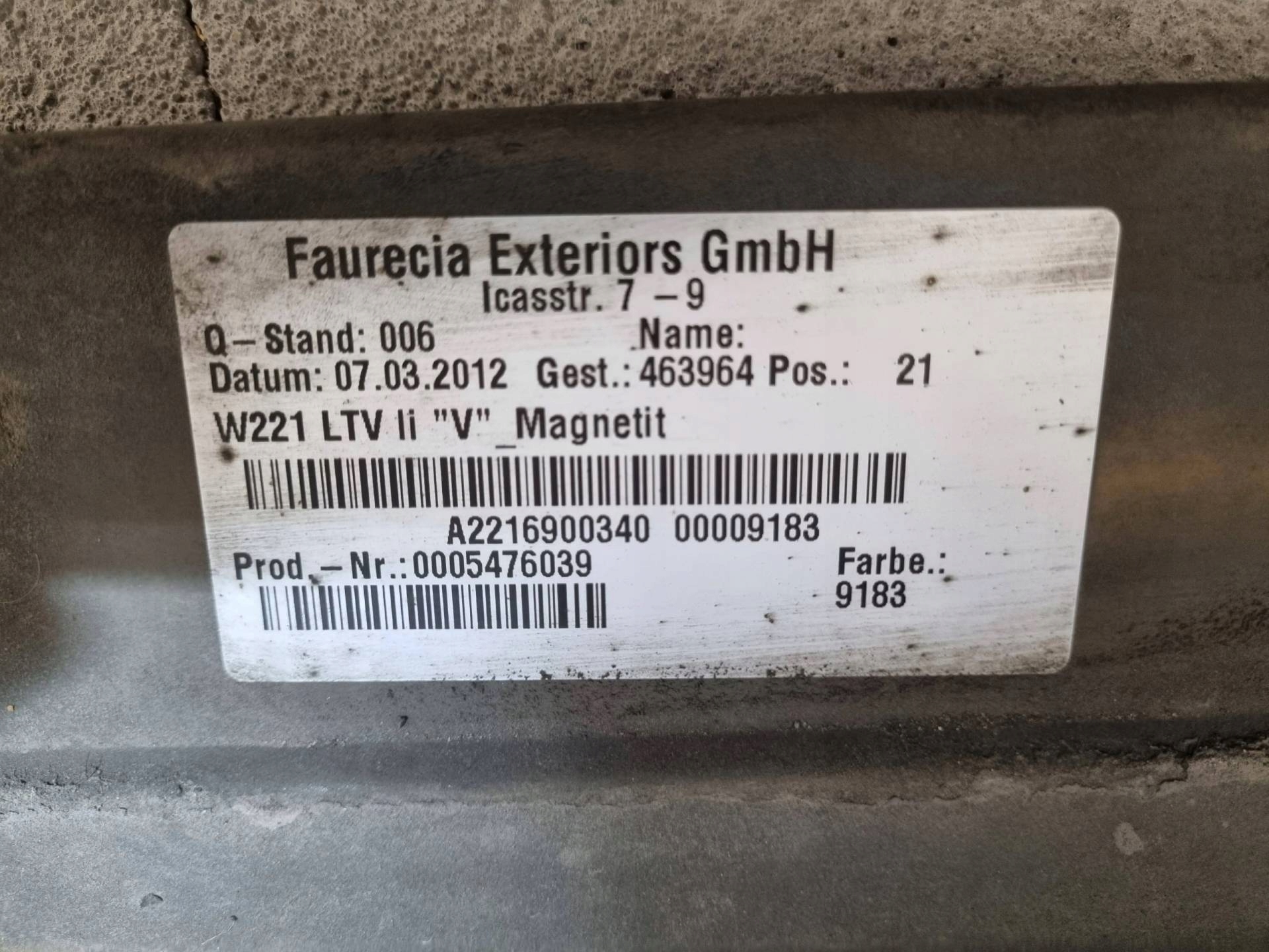 moulding threshold exterior left side Mercedes-Benz S W221 facelift 2012