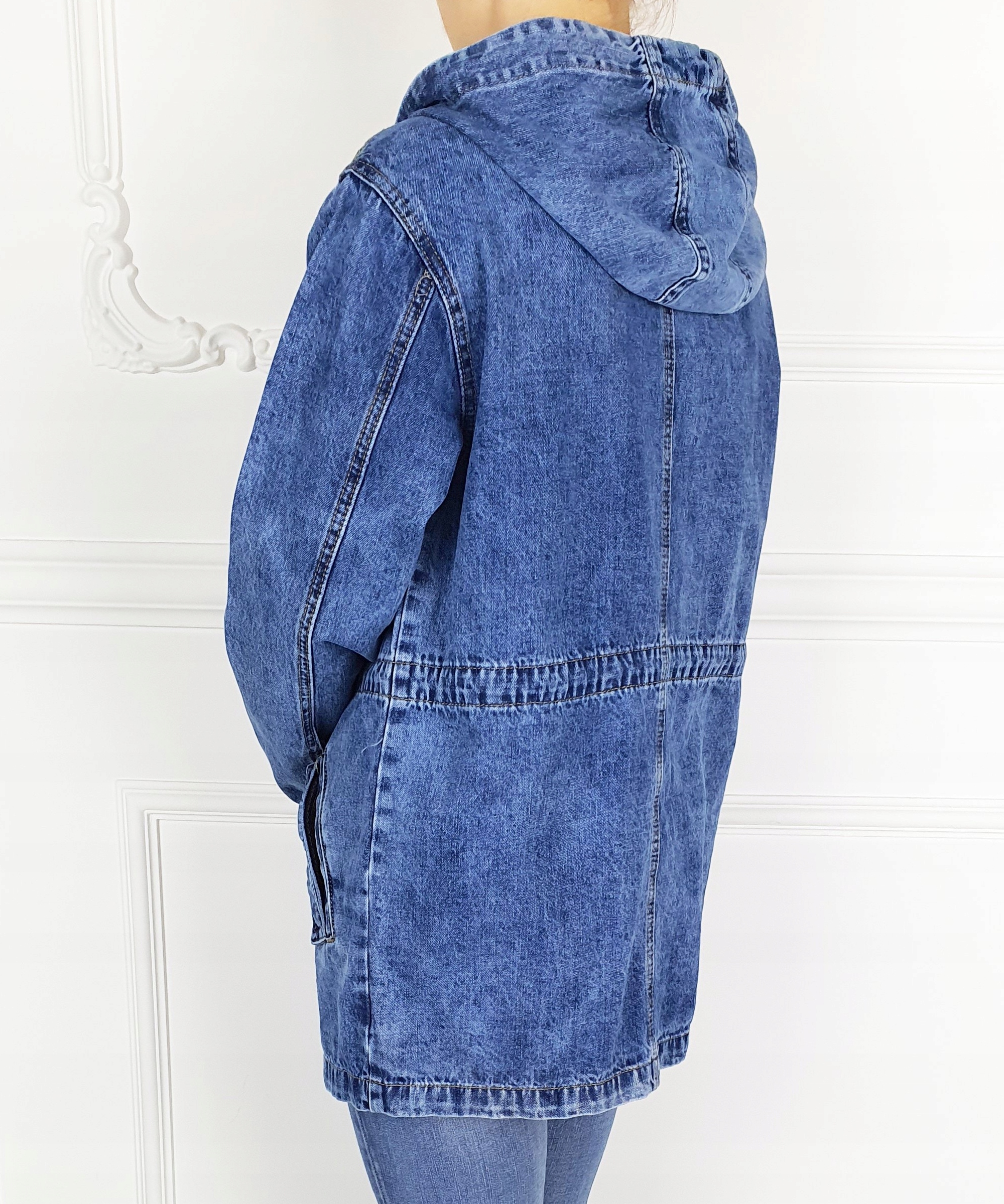 #KATANA JEANSOWA KURTKA DAMSKA DŁUGA Parka Kaptur# Wypełnienie nie dotyczy