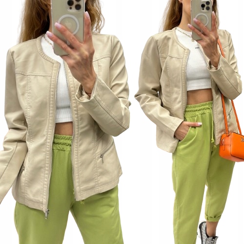 Ramoneska Escandelle bez kołnierzyka Eco Skóra Beż L