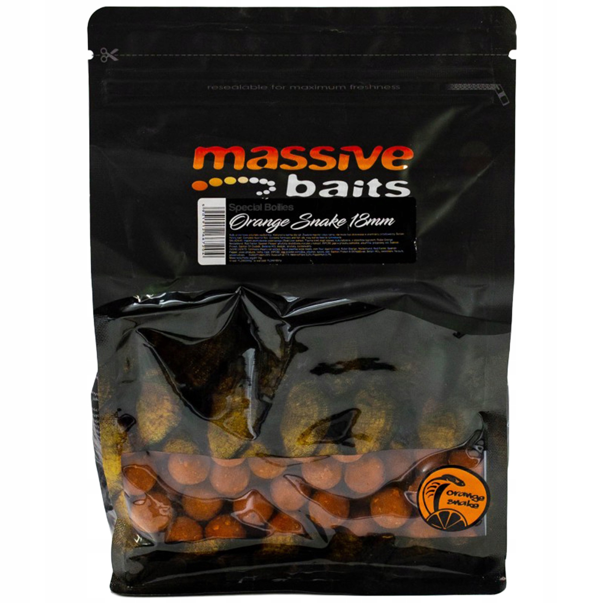 Kulki Massive Baits Top Shelf Boilies Orange Snake Robin Orange 18mm 1kg